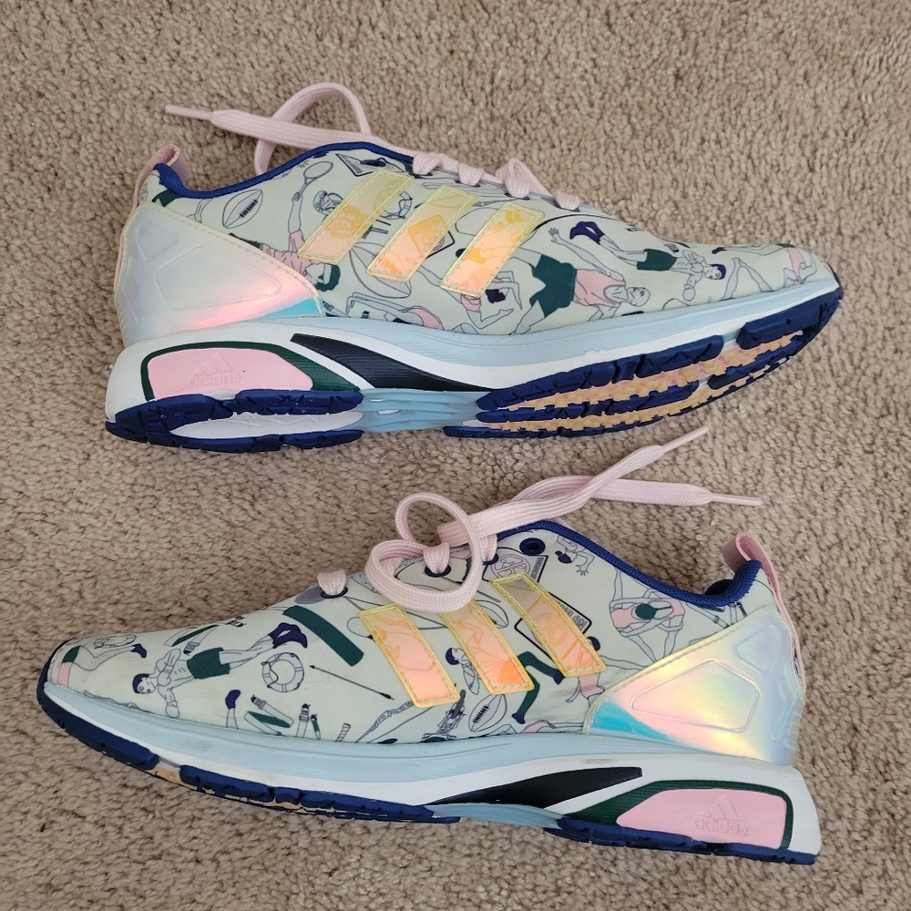 Adidas Mary katrantzou zx Flux tech torsion sneakers iridescent shimmery